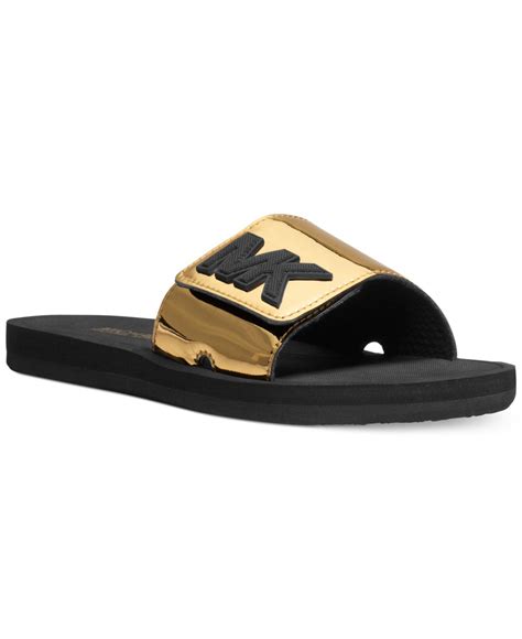 michael kors slipper gold|michael kors slides women's.